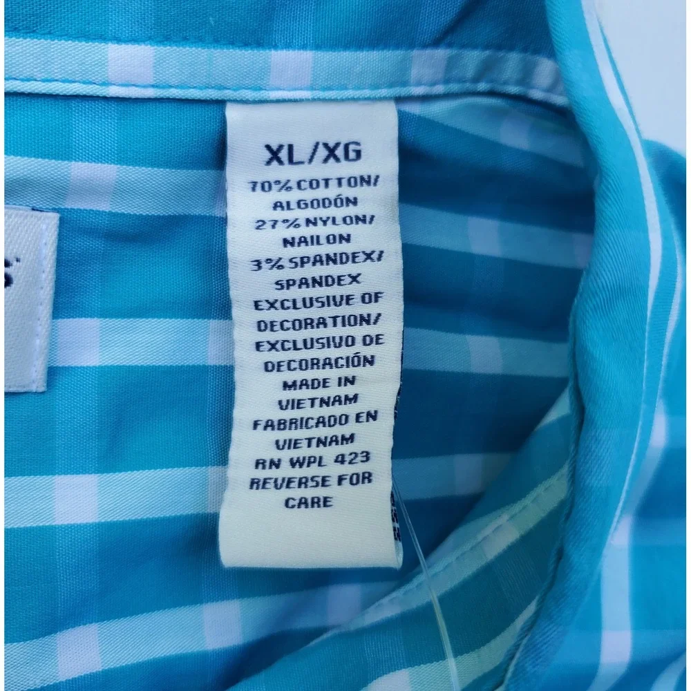Dockers Mens Blue Teal Comfort Stretch Button Down Shirt‎ XL Long Sleeve New